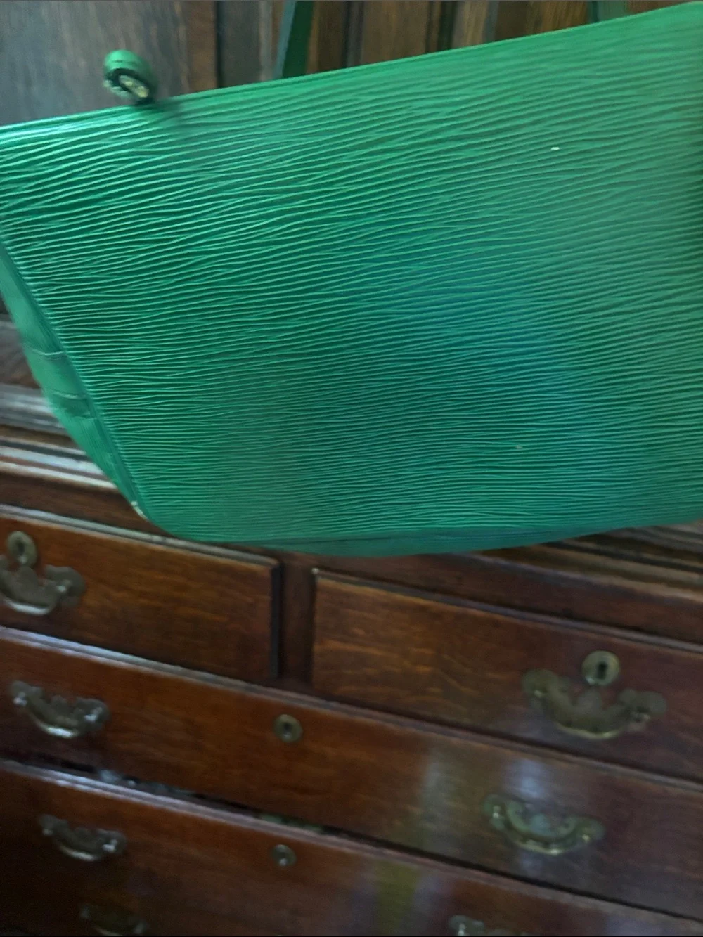LV Epi Noe green Textured Drawstring Shoulder Bucket Bag - Picture 5 of 9